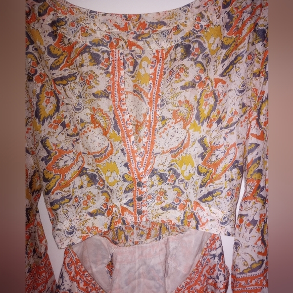Women's Free people orange and white long sleeve dress with open back - Picture 11 of 17